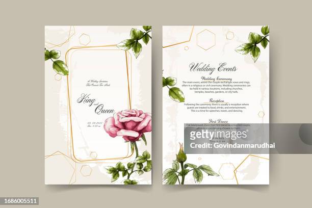 set of card with flower rose, leaves. wedding ornament concept. floral poster, invite. vector decorative greeting card or invitation design background - floral pattern suit stock illustrations