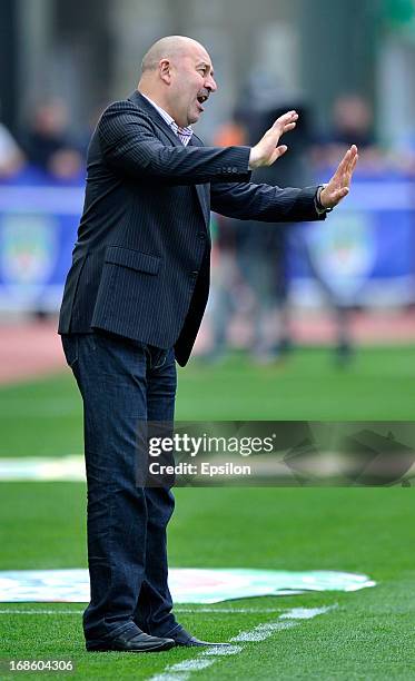 Head coach Stanislav Cherchesov of FC Terek Grozny gestures during the Russian Premier League match between FC Terek Grozny and FC Anzhi Makhachkala...