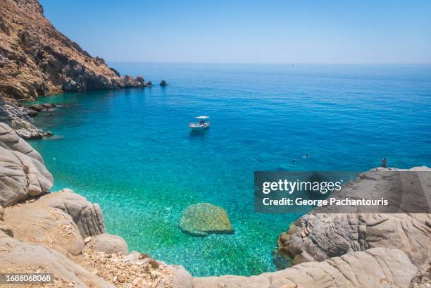 seychelles beach on ikaria island, greece - ikaria island stock pictures, royalty-free photos & images