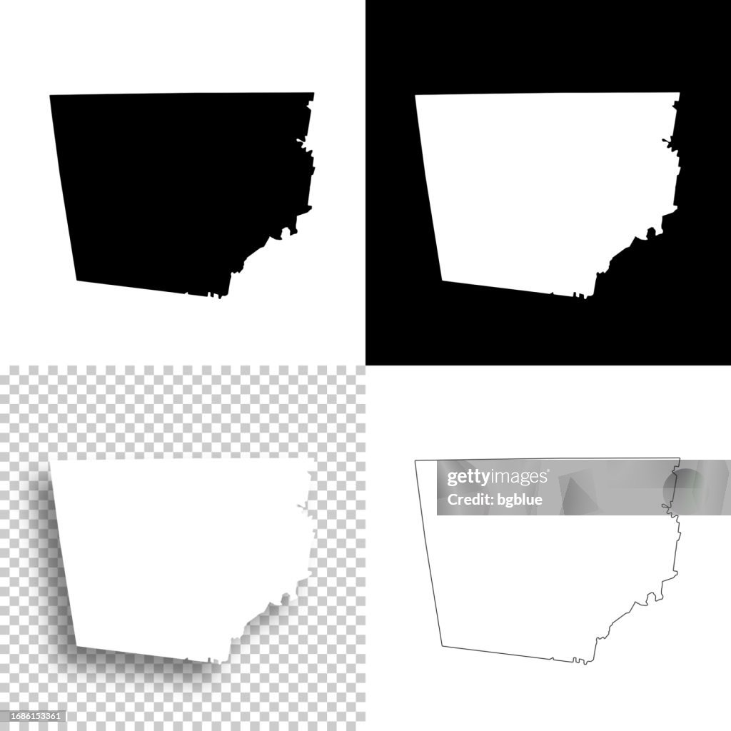 Montgomery County, Tennessee. Maps for design. Blank, white and black backgrounds