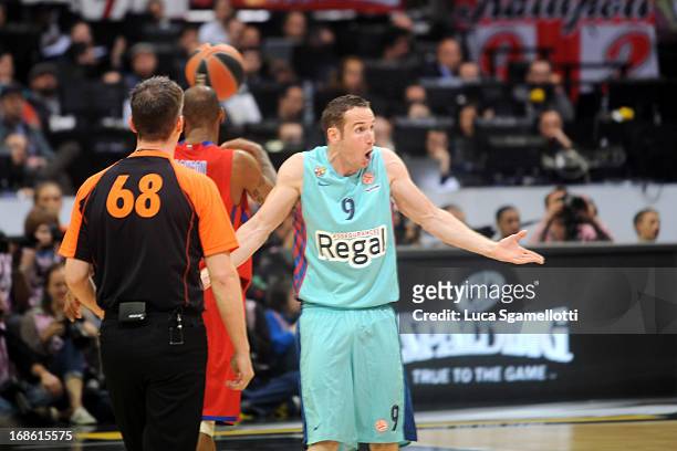 Marcelinho Huertas, #9 of FC Barcelona Regal reacts during the Turkish Airlines EuroLeague Final Four game 3rd and 4th place between CSKA Moscow v FC...