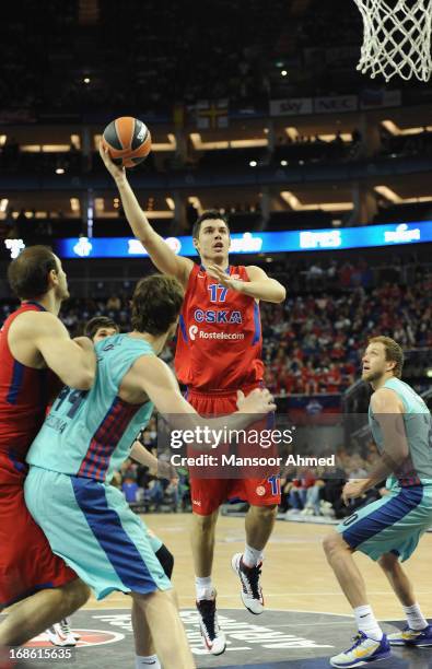 Zoran Erceg, #17 of CSKA Moscow in action during the Turkish Airlines EuroLeague Final Four game 3rd and 4th place between CSKA Moscow v FC Barcelona...