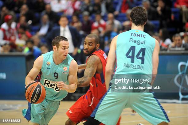 Marcelinho Huertas, #9 of FC Barcelona Regal in action during the Turkish Airlines EuroLeague Final Four game 3rd and 4th place between CSKA Moscow v...