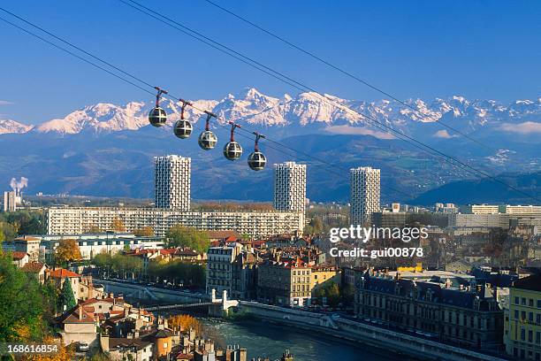 grenoble cable car - grenoble stock pictures, royalty-free photos & images