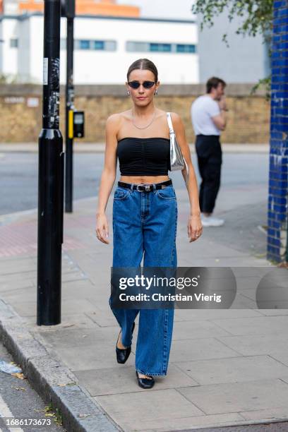 Chloe St wears outside 16Arlington during London Fashion Week September 2023 at the on September 16, 2023 in London, England.