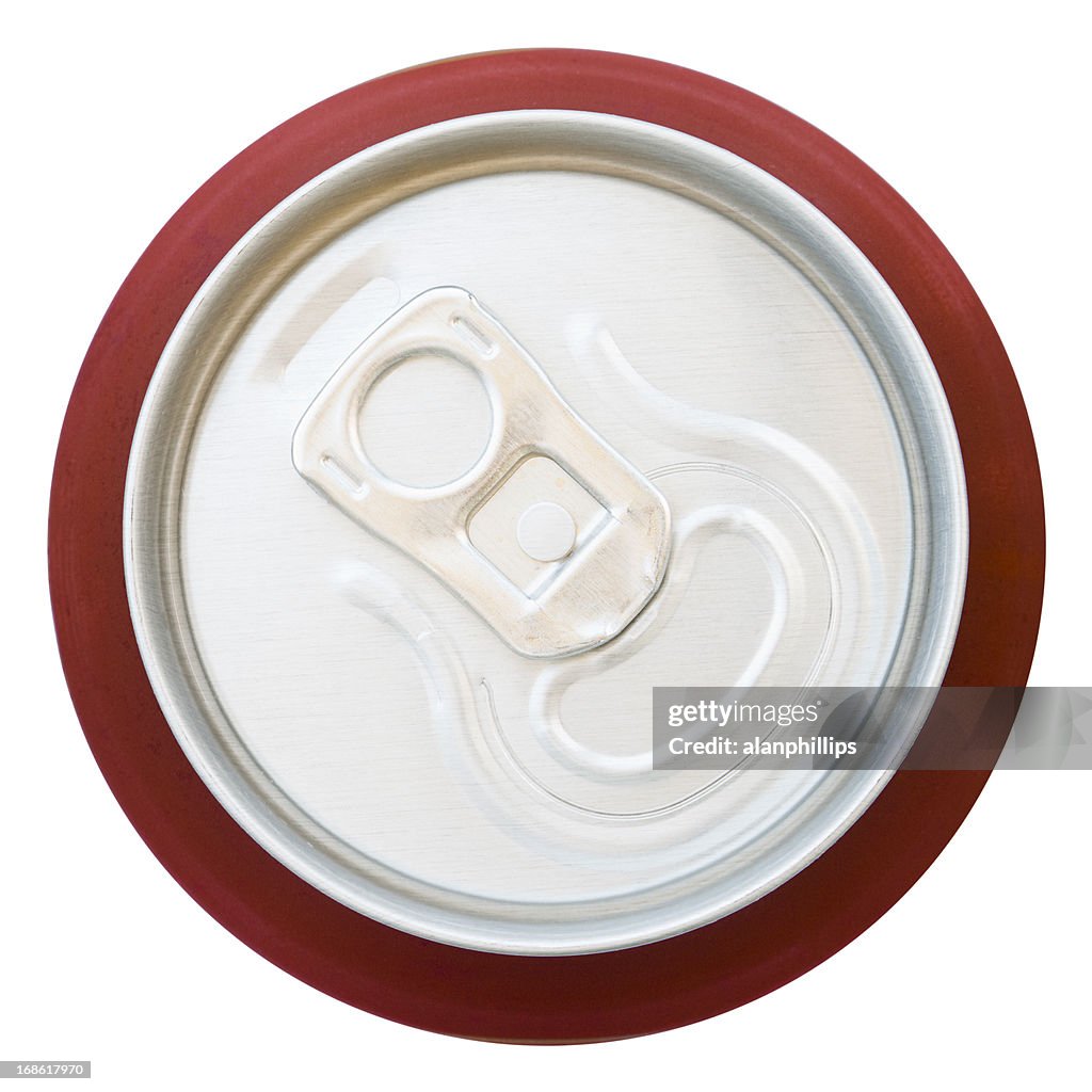 Top view of unopened aluminium drinks can