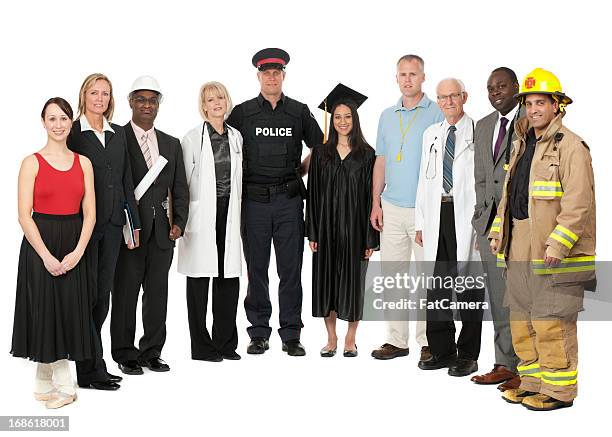 occupations - group health workers white background stock pictures, royalty-free photos & images