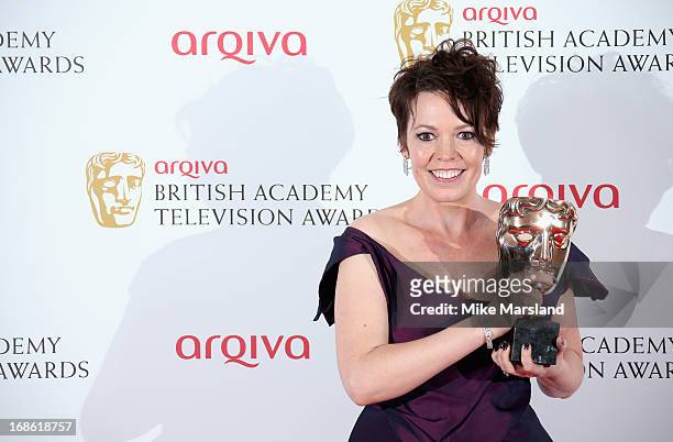 Olivia Colman with her Best Supporting Actress award during the Arqiva British Academy Television Awards 2013 at the Royal Festival Hall on May 12,...