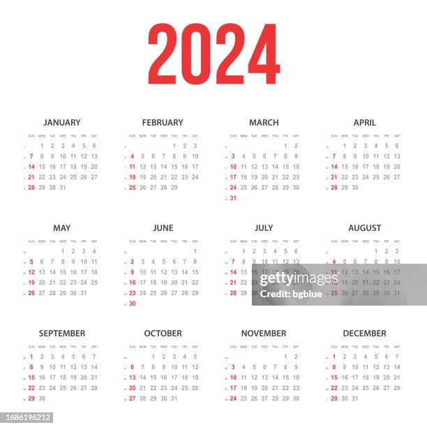 illustrazioni stock, clip art, cartoni animati e icone di tendenza di calendario 2024 - today parola inglese