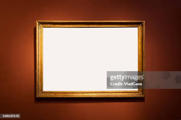 wallpaper with empty picture frame - painting on wall stock pictures, royalty-free photos & images