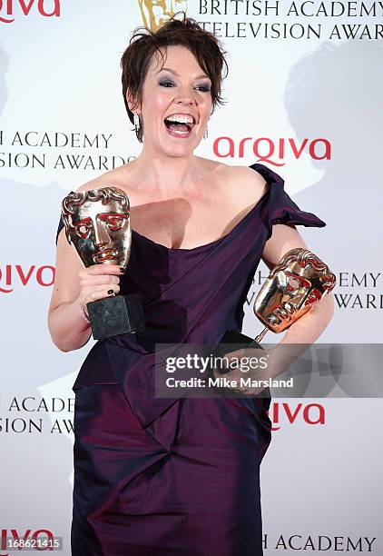 Olivia Colman with her Best Female in a Comedy and Best Supporting Actress awards during the Arqiva British Academy Television Awards 2013 at the...