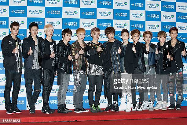 Members of boy band EXO attend during 2013 Dream Concert at Seoul World Cup Stadium on May 11, 2013 in Seoul, South Korea.