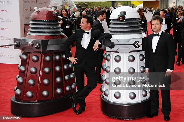 Anthony McPartlin and Declan Donnelly with Daleks attends the Arqiva British Academy Television Awards 2013 at the Royal Festival Hall on May 12,...