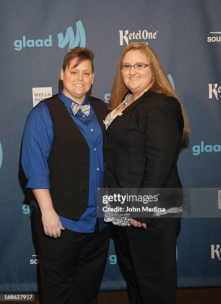 Jen Tyrrell and partner Alicia Burns attend the 24th Annual GLAAD Media Awards at the Hilton San Francisco - Union Square on May 11, 2013 in San...