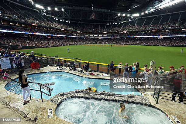 General view of action between the Arizona Diamondbacks and the Philadelphia Phillies during the MLB game at Chase Field on May 12, 2013 in Phoenix,...