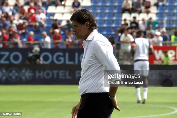 Andrea Sottil coach of Udinese looks on during the Serie A TIM match between Cagliari Calcio and Udinese Calcio at Sardegna Arena on September 17,...