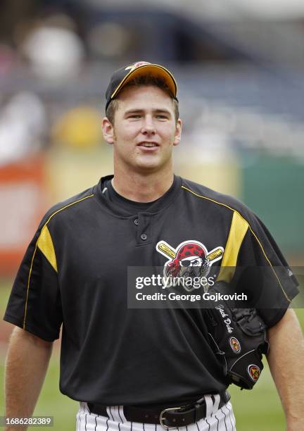Zach Duke of the Pittsburgh Pirates looks on from the field before a game against the Colorado Rockies at PNC Park on July 24, 2005 in Pittsburgh,...