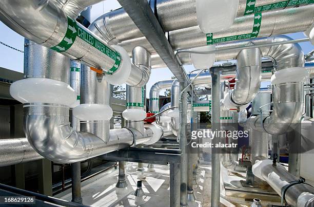 pipes for large hvac system - pipes and ventilation stock pictures, royalty-free photos & images