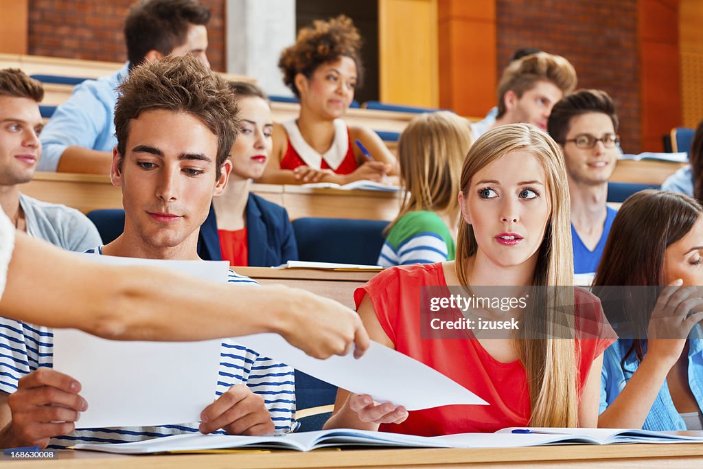Student receiving test results