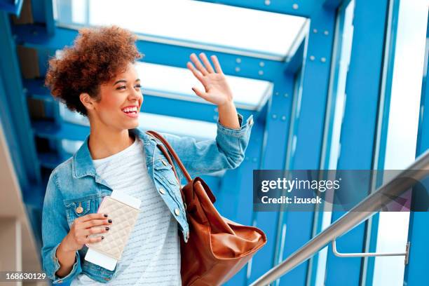 teen girl at the airport - curly waves stock pictures, royalty-free photos & images