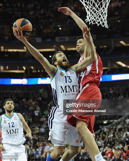 Sergio Rodriguez, #13 of Real Madrid in action during the Turkish Airlines EuroLeague Final game between Olympiacos Piraeus v Real Madrid at O2 Arena...