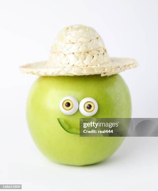 creative fruits and vegetables - green smiley face stockfoto's en -beelden