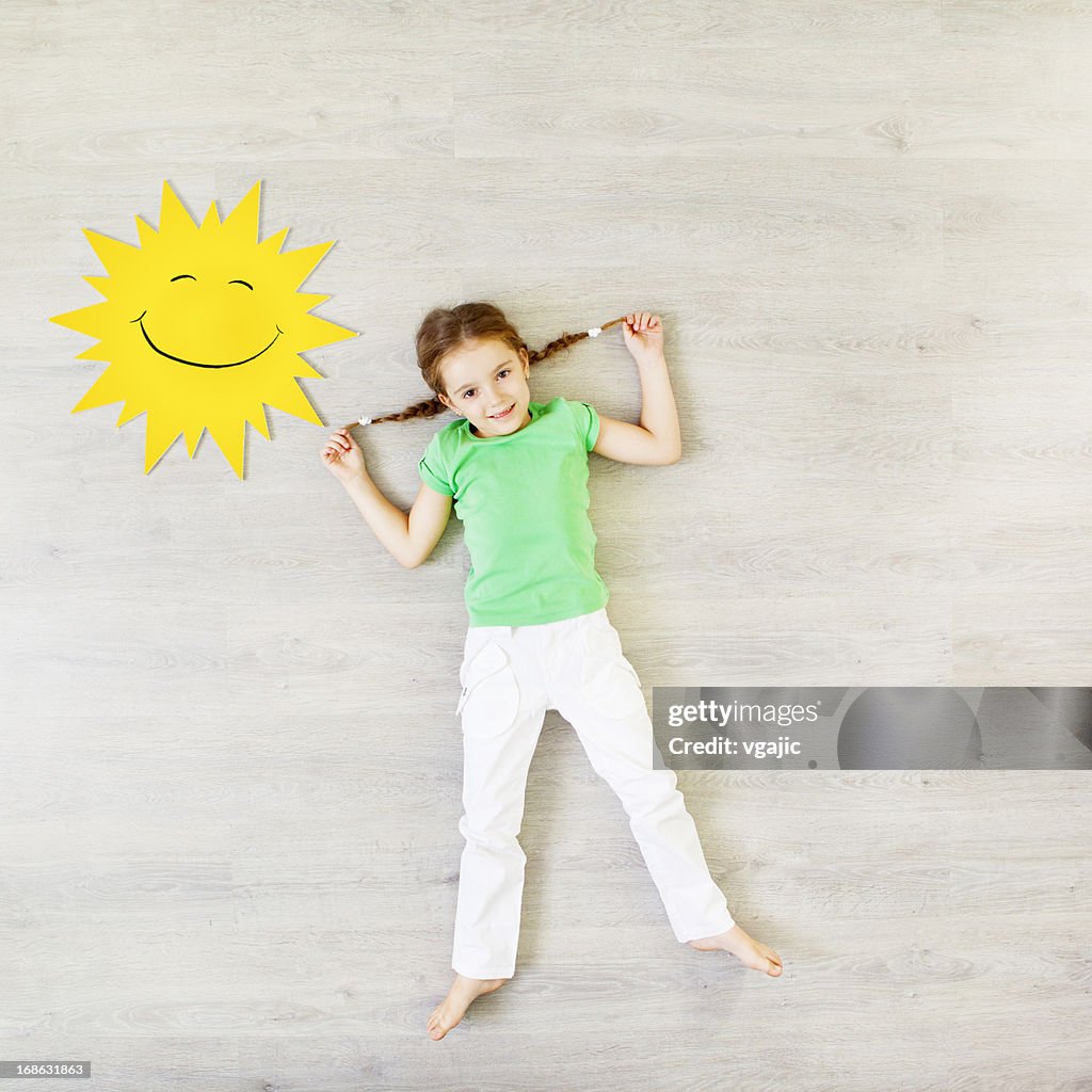 Child Presenting Sunny Weather.