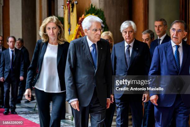 Italian President Sergio Mattarella and his daughter Laura Mattarella pay tribute to the former Italian president Giorgio Napolitano, who died at the...