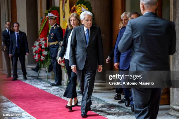 Italian President Sergio Mattarella and his daughter Laura Mattarella pay tribute to the former Italian president Giorgio Napolitano, who died at the...