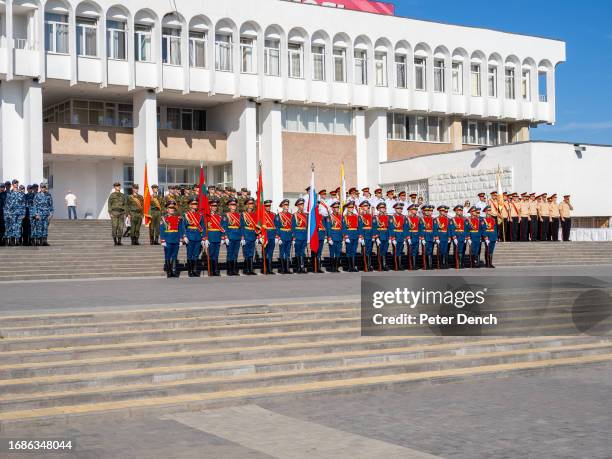 Military in formation at Suvurov Square on Republic Day on September 2, 2023 in Tiraspol, Moldova . Tiraspol is the capital of Transnistria situated...