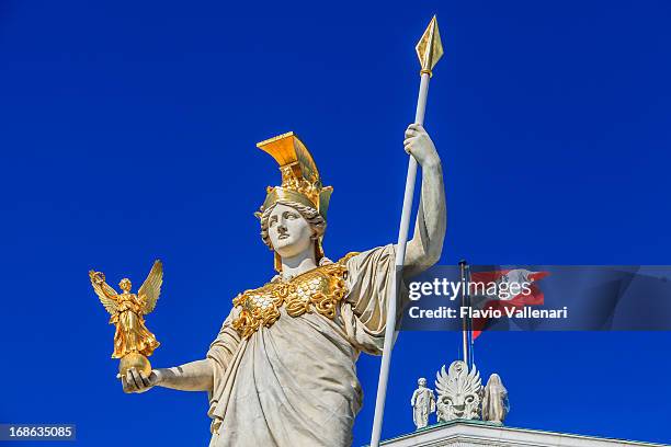 pallas athena fountain, vienna - athena greek goddess stock pictures, royalty-free photos & images