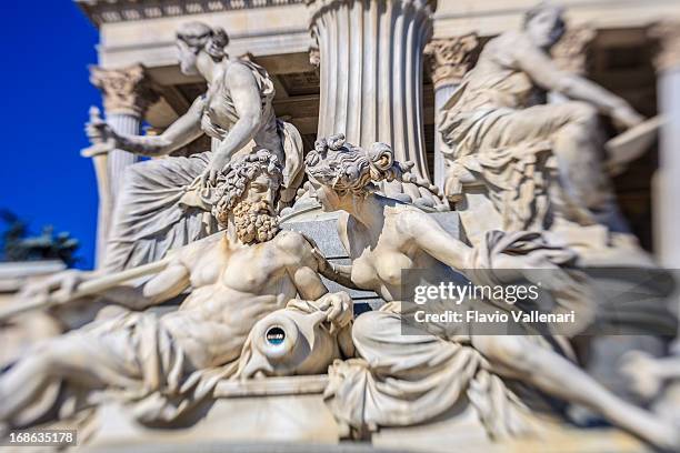 pallas athena fountain, vienna - pallas athena fountain stock pictures, royalty-free photos & images