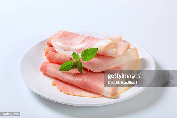 slices of ham - sliced ham stock pictures, royalty-free photos & images