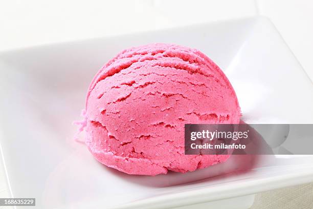 scoop of pink ice cream - sorbet isolated stock pictures, royalty-free photos & images