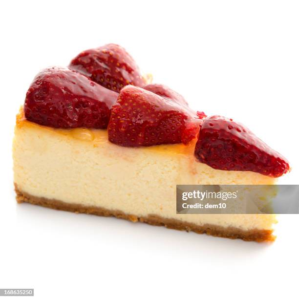 strawberry cheesecake - slice of cake stock pictures, royalty-free photos & images