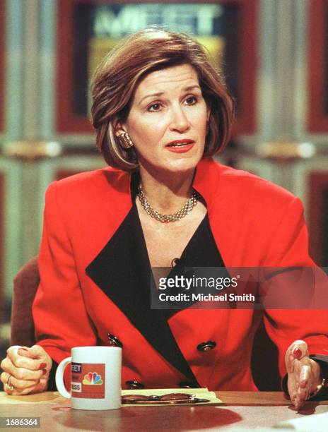 Mary Matalin discusses the 2000 election on NBC's 'Meet the Press' November 28, 1999 in Washington, DC. Matalin, the wife of Democratic consultant...