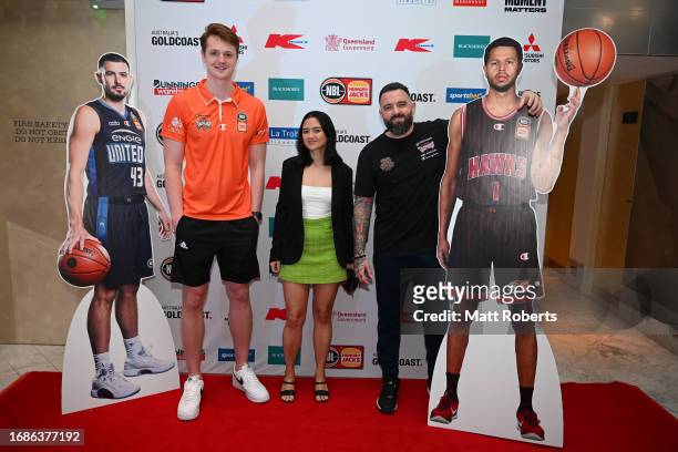 Cairns Taipans Sam Waardenburg and head coach Adam Forde attend during the 2023-24 NBL Season Launch Party at Nineteen at The Star on September 17,...