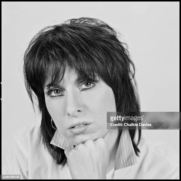 American singer-songwriter and guitarist Chrissie Hynde, of English-American rock group The Pretenders, photographed in London, 1983.