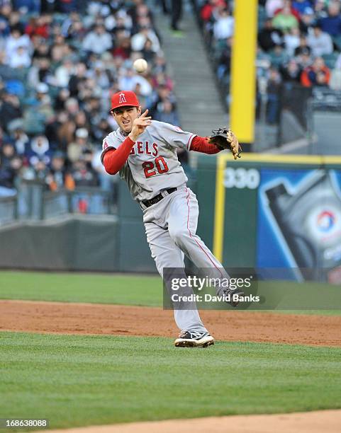 Brendan Harris of the Los Angeles Angels of Anaheim plays against the Chicago White Sox on May 11, 2013 at U.S. Cellular Field in Chicago, Illinois.