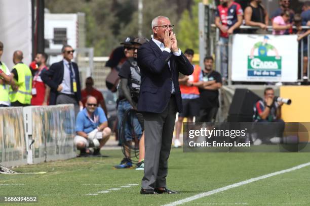 Cagliari's coach Claudio Ranieri reacts during the Serie A TIM match between Cagliari Calcio and Udinese Calcio at Sardegna Arena on September 17,...