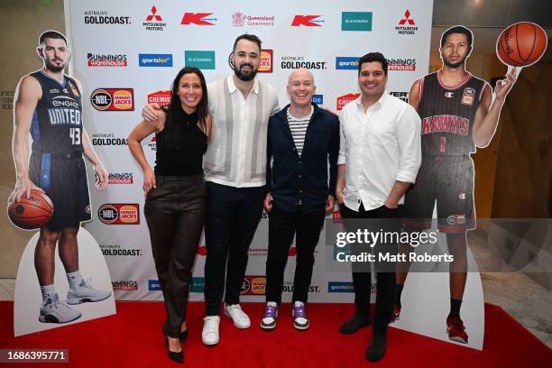 Kelsey Browne, Peter Hooley, Jack Heverin and Leigh Montagna attend during the 2023-24 NBL Season Launch Party at Nineteen at The Star on September...