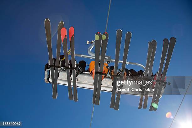 ski lift seen from below - ski lift stock pictures, royalty-free photos & images