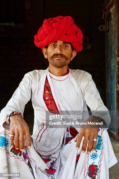 india, rajasthan, meda village around jodhpur - ターバン ストックフォトと画像