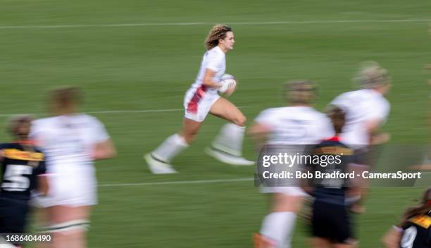 England's Ellie Kildunne in action during the Womens Rugby International match between England Red Roses and Canada at Sandy Park on September 23,...