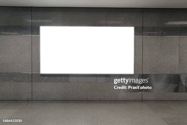 blank billboard on subway station - airport mockup stock pictures, royalty-free photos & images