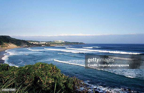 südkorea, jeju island, strand von jungmun. - jeju stock-fotos und bilder