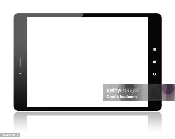 digitale tablet pc (clipping path!) , isoliert auf weiss - horizontal stock-fotos und bilder