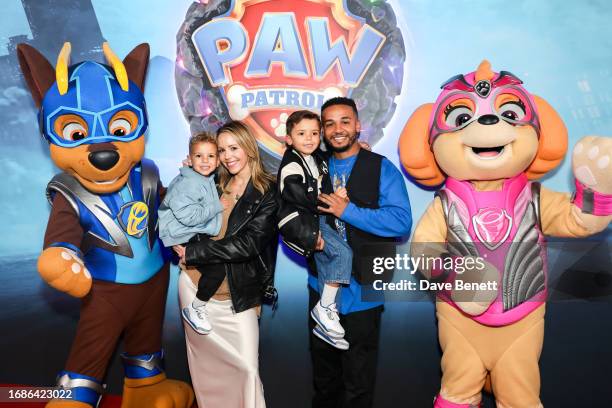 Macaulay Merrygold, Sarah Richards, Grayson Merrygold and Aston Merrygold attend a Gala Screening of "PAW Patrol: The Mighty Movie" at Cineworld...