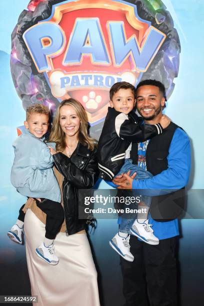 Macaulay Merrygold, Sarah Richards, Grayson Merrygold and Aston Merrygold attend a Gala Screening of "PAW Patrol: The Mighty Movie" at Cineworld...