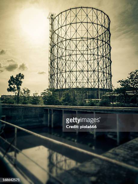 the gazometro or gasometer of rome - gas container stock pictures, royalty-free photos & images